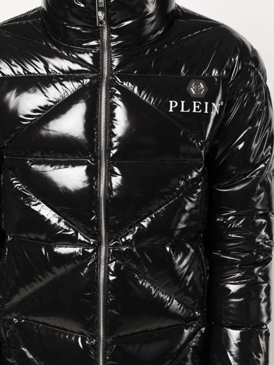 Shop Philipp Plein Padded High-shine Jacket In Schwarz