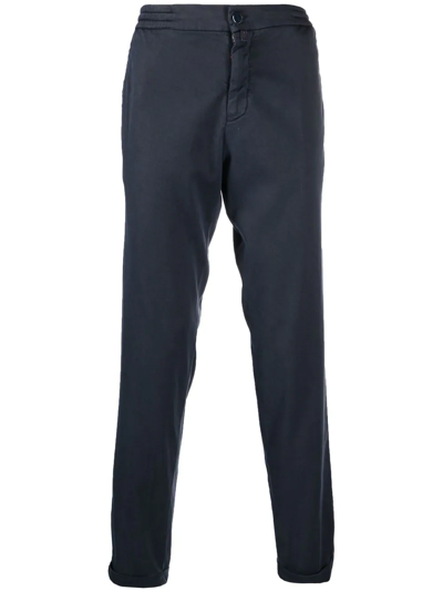 Shop Kiton Elasticated Chino Trousers In Blue