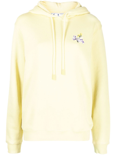 Shop Off-white Floral Arrows Cotton Hoodie In Gelb
