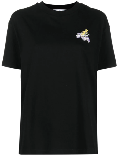 Shop Off-white Floral Arrows Cotton T-shirt In Schwarz
