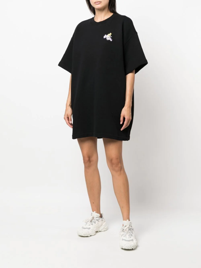 Shop Off-white Painted Arrows Motif Snap-fastening T-shirt Dress In Schwarz