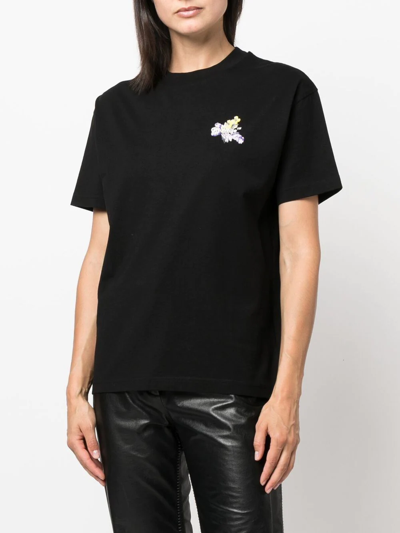 Shop Off-white Floral Arrows Cotton T-shirt In Schwarz