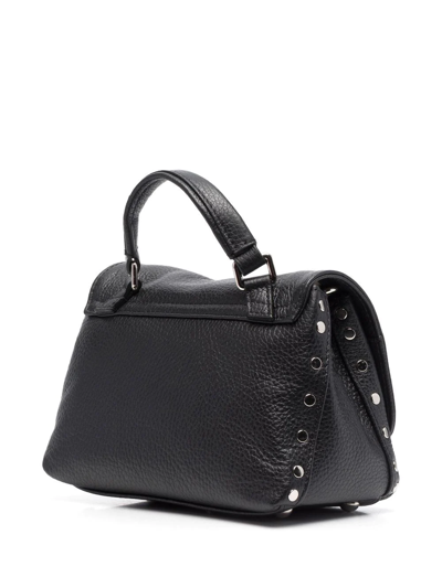 Shop Zanellato Stud-embellished Leather Shoulder Bag In Black