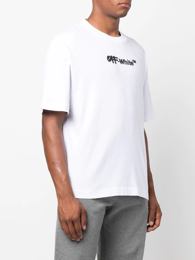 Shop Off-white Embroidered Logo Cotton T-shirt In Weiss