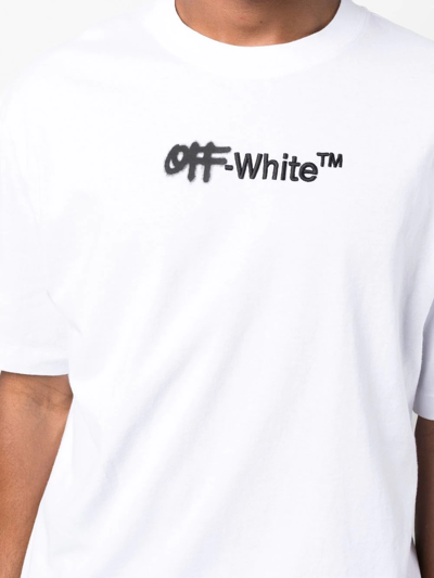 Shop Off-white Embroidered Logo Cotton T-shirt In Weiss