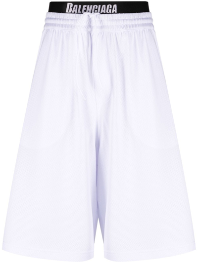Shop Balenciaga Technical-mesh Jersey Swim Shorts In White
