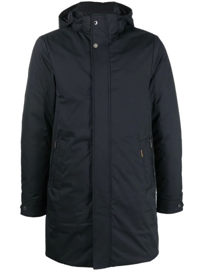 Shop Moorer Hooded Parka Coat In Blau