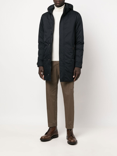 Moorer Smooth Medium Hooded Parka With Adjustable Cuffs In Blau