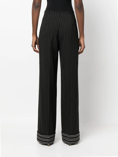 Alberta Ferretti High-waisted Pinstripe Trousers In Schwarz