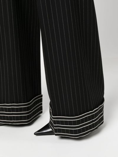 Alberta Ferretti High-waisted Pinstripe Trousers In Schwarz