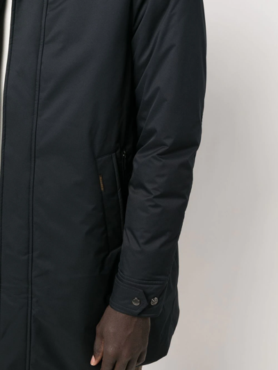 Moorer Smooth Medium Hooded Parka With Adjustable Cuffs In Blau
