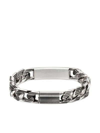 Shop Gucci Logo-plaque Engraved Chain Bracelet In Silber