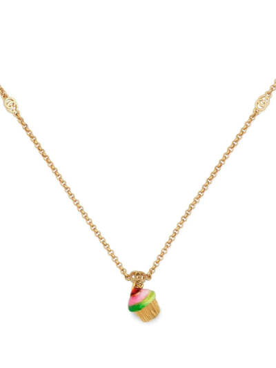 Shop Gucci Interlocking G Cupcake-charm Necklace In Gold