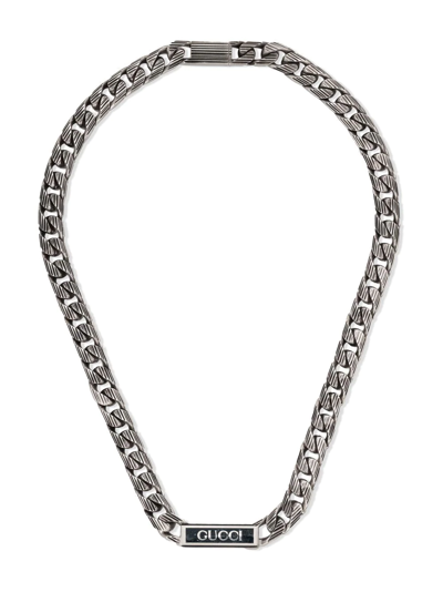 Shop Gucci Logo Enamel Necklace In Silber