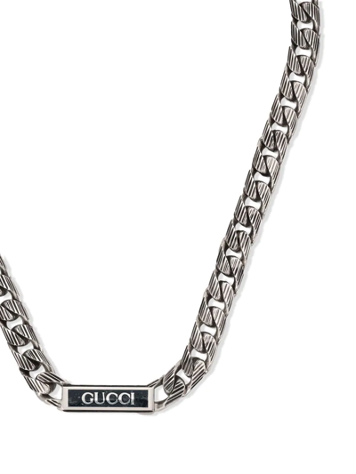 Shop Gucci Logo Enamel Necklace In Silber