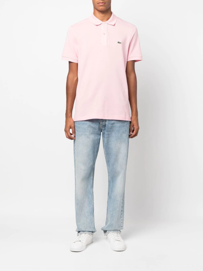 Shop Lacoste Embroidered-logo Short-sleeve Polo Shirt In Rosa