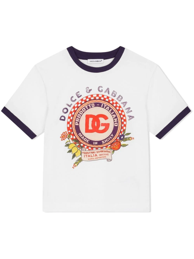 Shop Dolce & Gabbana Logo-print Short-sleeve T-shirt In Weiss
