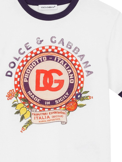 Shop Dolce & Gabbana Logo-print Short-sleeve T-shirt In Weiss
