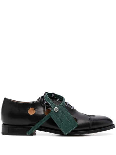 Shop Off-white X Church's Meteor-holes Leather Oxford Shoes In Schwarz