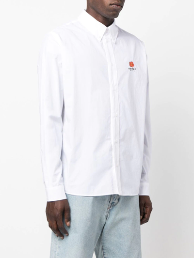 Shop Kenzo 'boke Flower' Button-down Shirt In Weiss