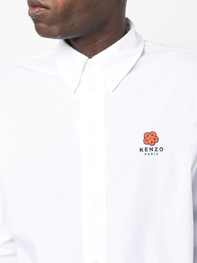 Shop Kenzo 'boke Flower' Button-down Shirt In Weiss