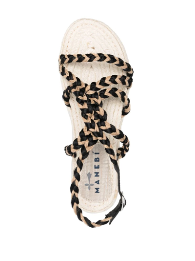 Shop Manebi Flat Rope Sandals In Schwarz