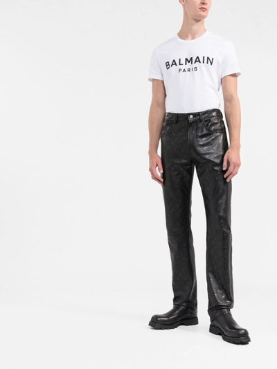 Shop Balmain Logo-print Cotton T-shirt In Weiss