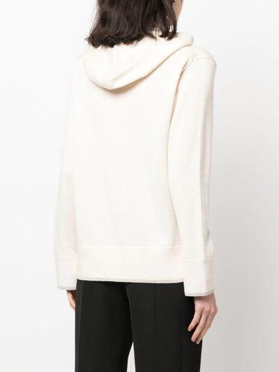 Shop Theory Knitted Cotton-blend Hoodie In Neutrals