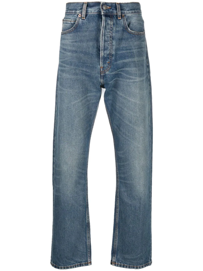 Shop Haikure Straight-leg Faded Jeans In Blau