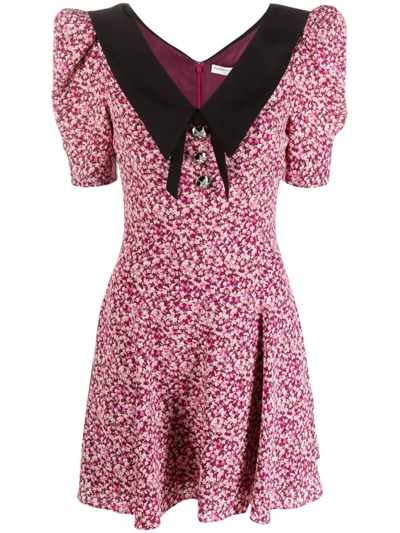 Shop Alessandra Rich Floral-print Mini Dress In Violett