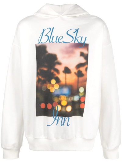 Shop Blue Sky Inn Graphic-print Cotton Hoodie In Weiss