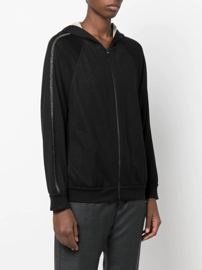 Brunello Cucinelli Bead-detail Hooded Jacket In Schwarz