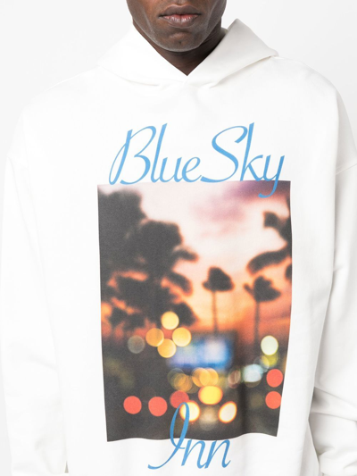 Shop Blue Sky Inn Graphic-print Cotton Hoodie In Weiss