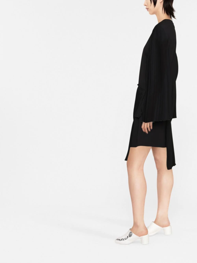 Shop Mm6 Maison Margiela Pleated Asymmetric Cotton Dress In Black