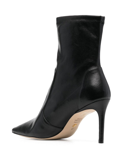 Stuart Weitzman 75mm Stuart Power Zip-detail Pointed-toe Boots In Schwarz