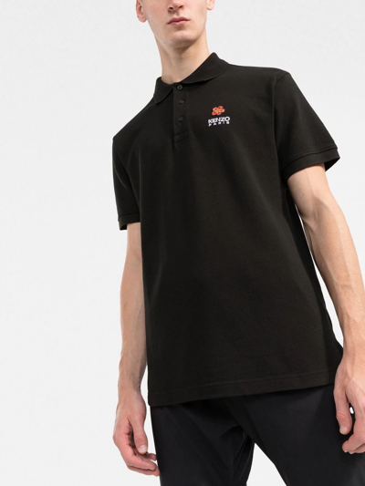 Shop Kenzo Boke Flower Polo Shirt In Schwarz