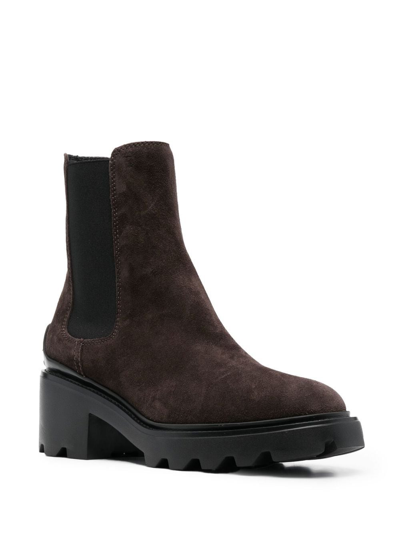 Tod's Brown Black Slip On Ankle Boots In Braun