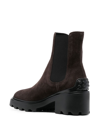 Tod's Brown Black Slip On Ankle Boots In Braun