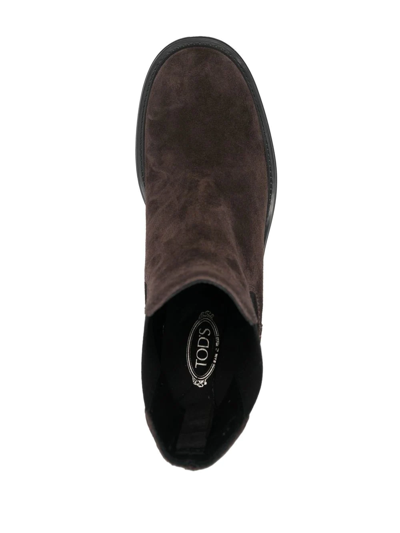 Tod's Brown Black Slip On Ankle Boots In Braun