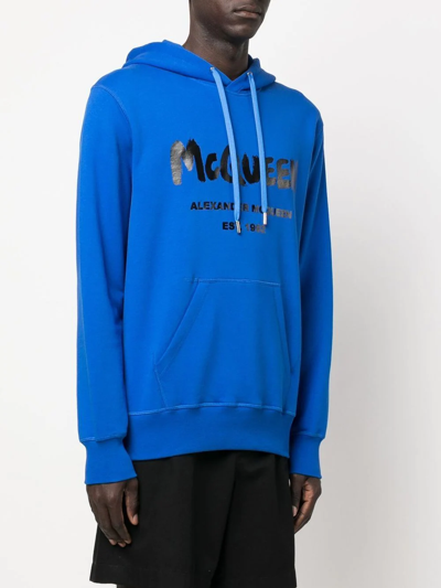 Shop Alexander Mcqueen Logo Graffiti-print Hoodie In Rot