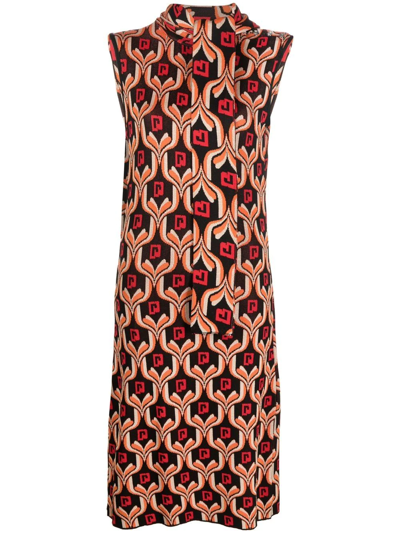 Shop Rabanne Patterned Sleeveless Midi Dress In Schwarz