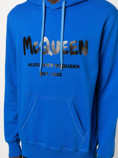 Shop Alexander Mcqueen Logo Graffiti-print Hoodie In Rot