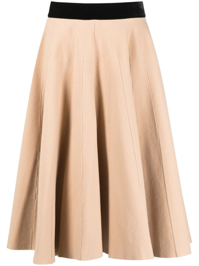 Shop Maison Margiela High-waisted Pleated Maxi Skirt In Nude