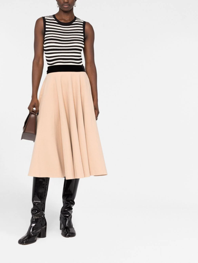 Shop Maison Margiela High-waisted Pleated Maxi Skirt In Nude