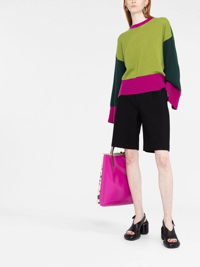 Shop Marni Colour-block Cashmere Jumper In Grün