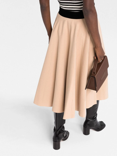 Shop Maison Margiela High-waisted Pleated Maxi Skirt In Nude