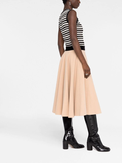 Shop Maison Margiela High-waisted Pleated Maxi Skirt In Nude