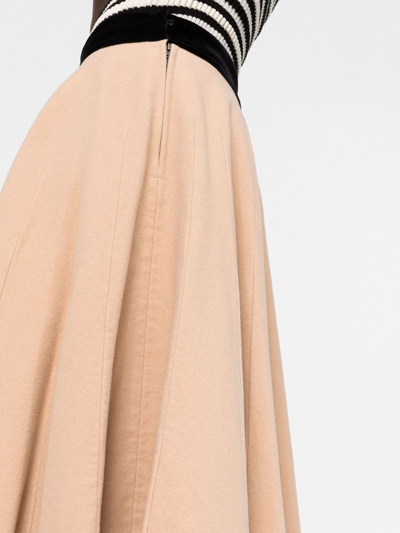 Shop Maison Margiela High-waisted Pleated Maxi Skirt In Nude