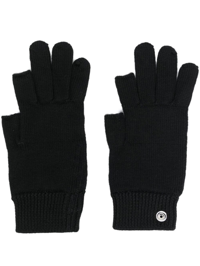 Shop Rick Owens Logo Plaque Cashmere Gloves In Schwarz