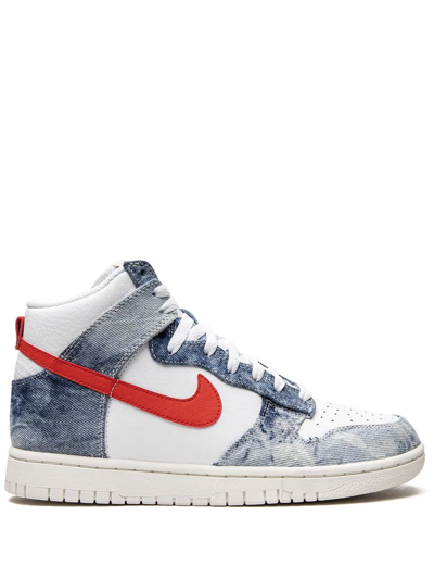 Shop Nike Dunk High "washed Denim" Sneakers In Blue